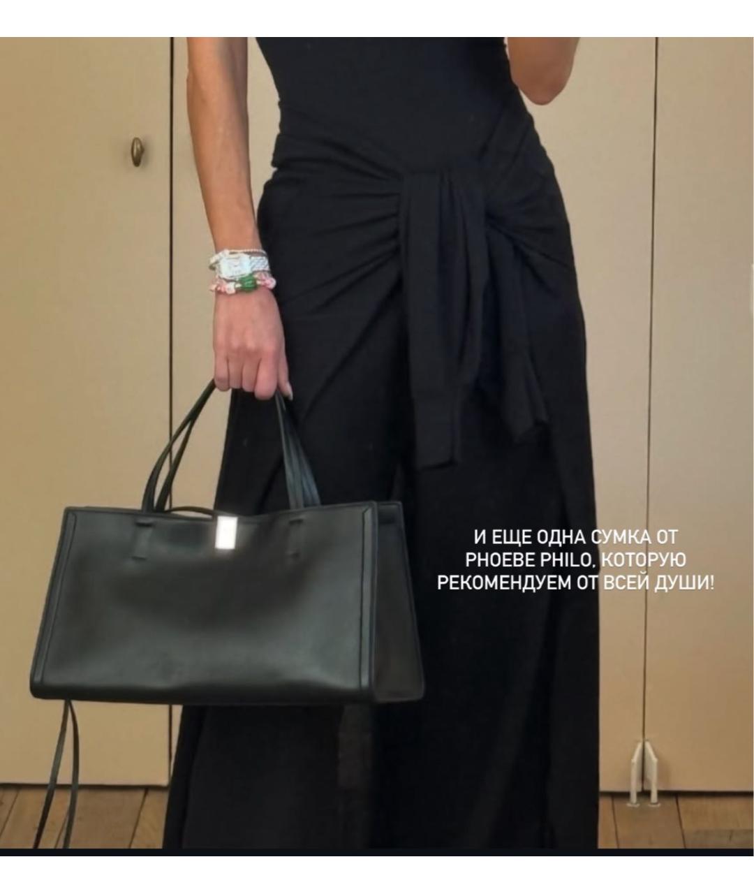 PHOEBE PHILO Черная кожаная сумка тоут, фото 5