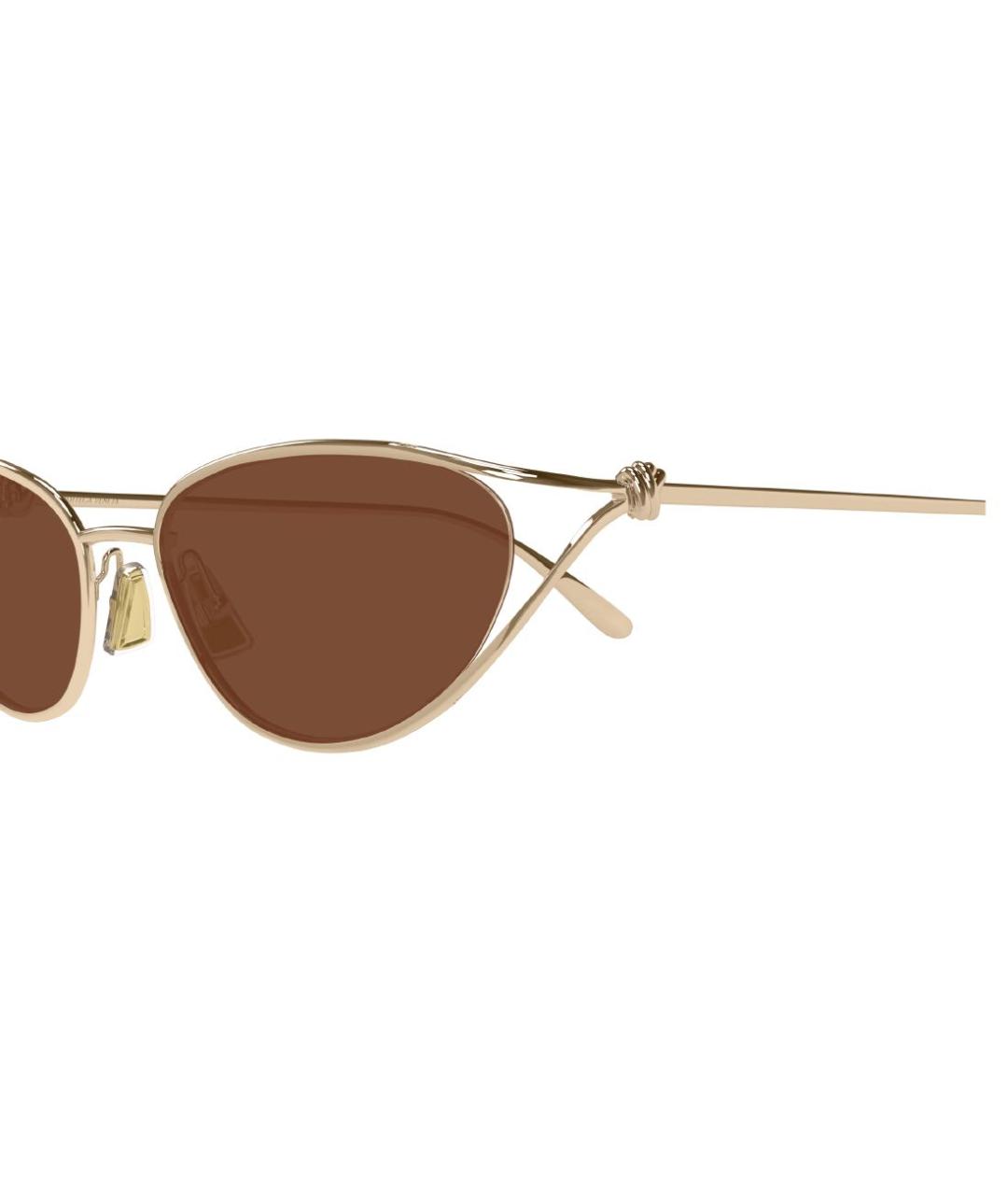 BOTTEGA VENETA Золотые металлические солнцезащитные очки, фото 3