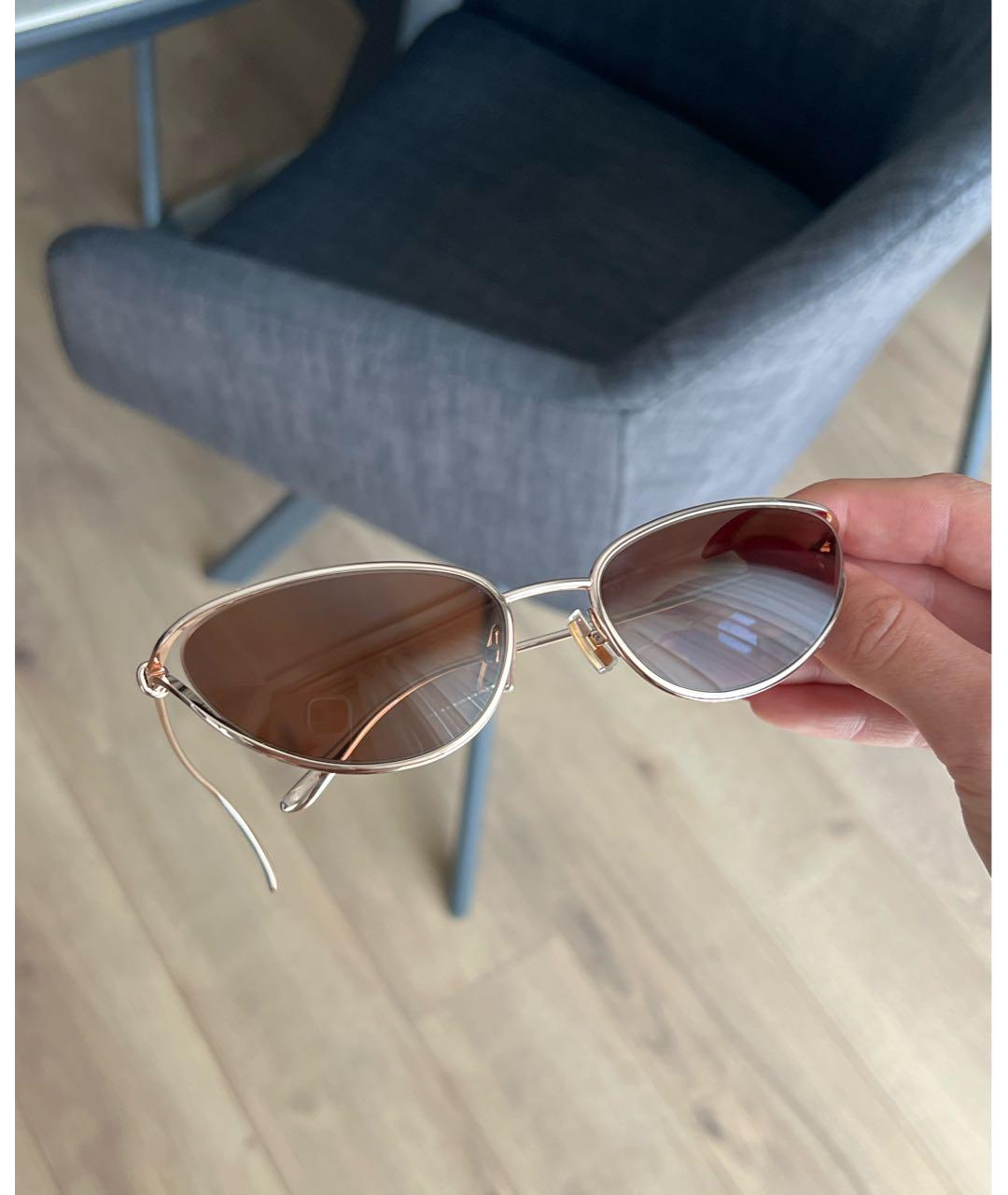 BOTTEGA VENETA Золотые металлические солнцезащитные очки, фото 4