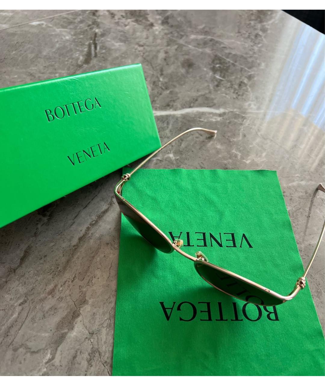 BOTTEGA VENETA Золотые металлические солнцезащитные очки, фото 6
