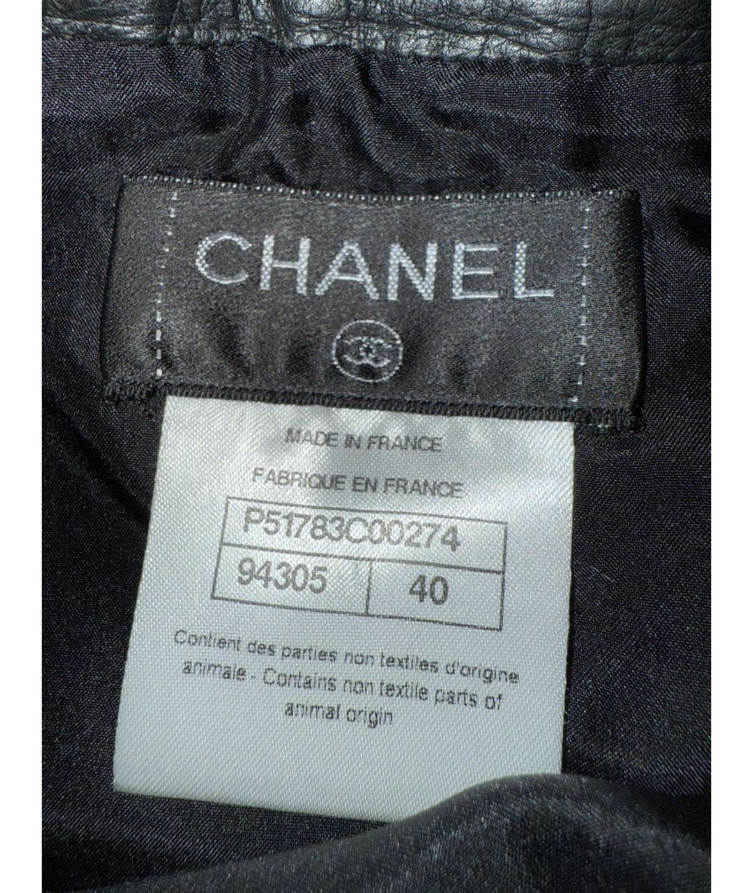 CHANEL Черная кожаная юбка мини, фото 4
