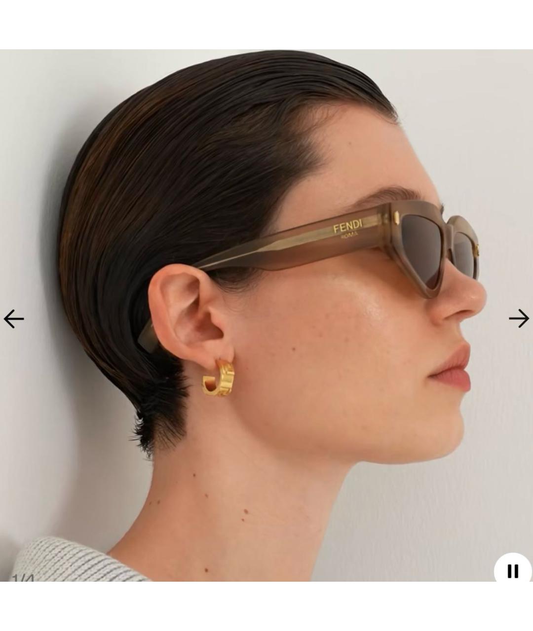 FENDI Золотые латунные серьги, фото 4
