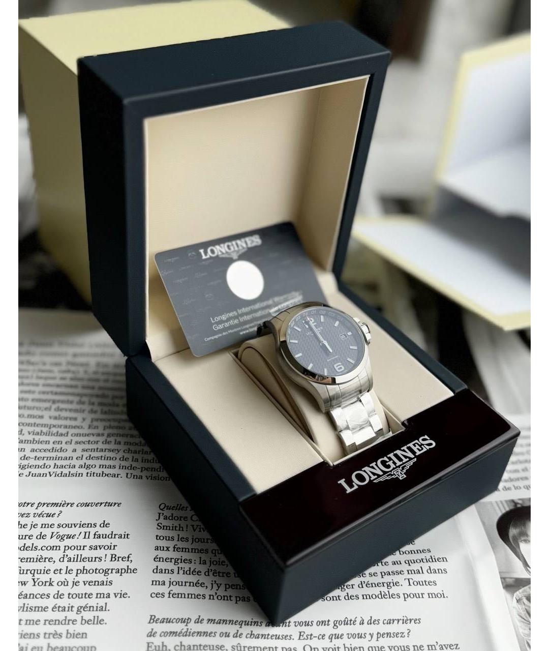 LONGINES Серые стальные часы, фото 6