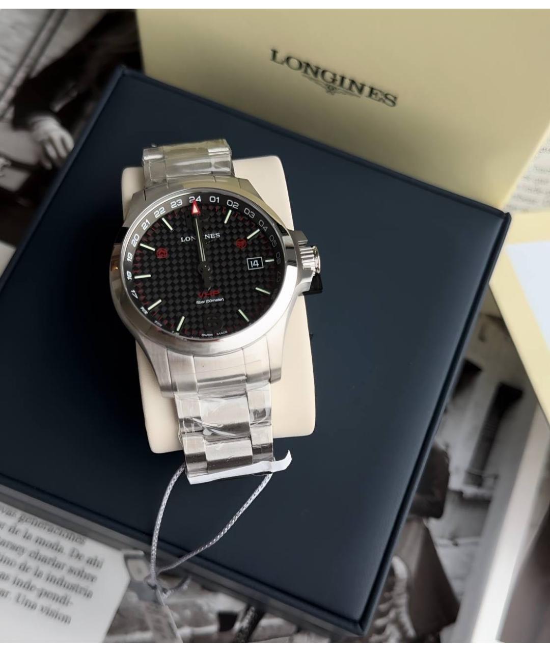 LONGINES Серые стальные часы, фото 4