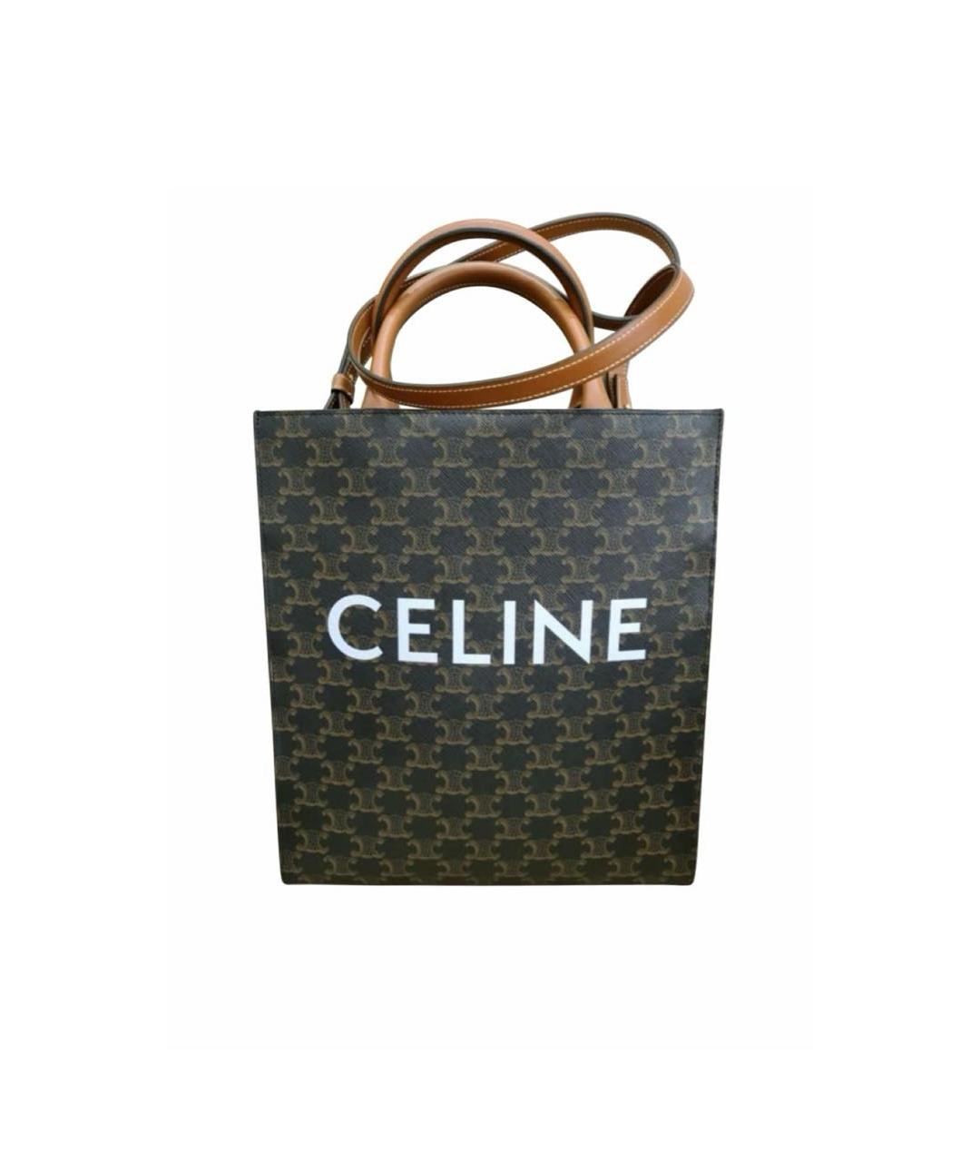 CELINE Коричневая кожаная сумка тоут, фото 1