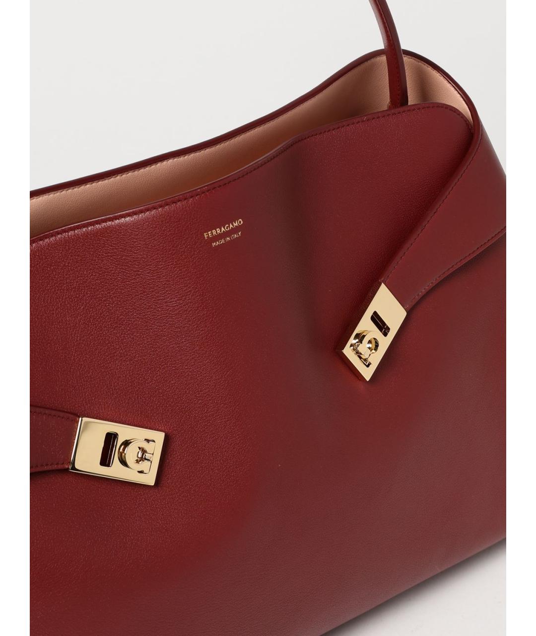 FERRAGAMO Бордовая кожаная сумка через плечо, фото 4
