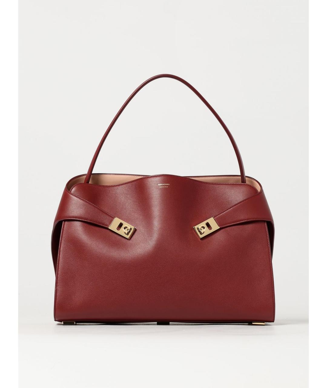 FERRAGAMO Бордовая кожаная сумка через плечо, фото 6