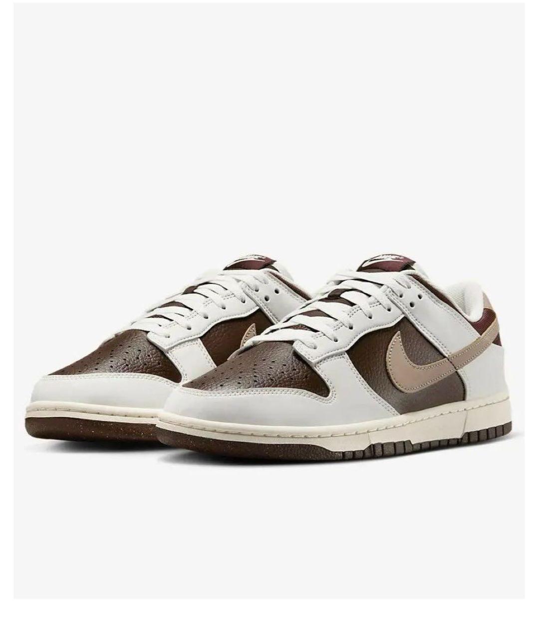 NIKE Коричневые кожаные низкие кроссовки / кеды, фото 3