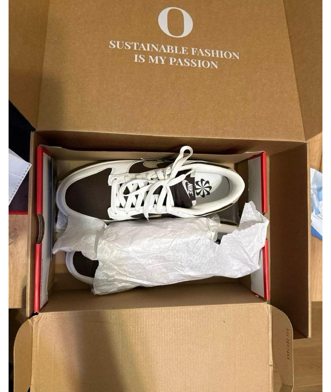 NIKE Коричневые кожаные низкие кроссовки / кеды, фото 5