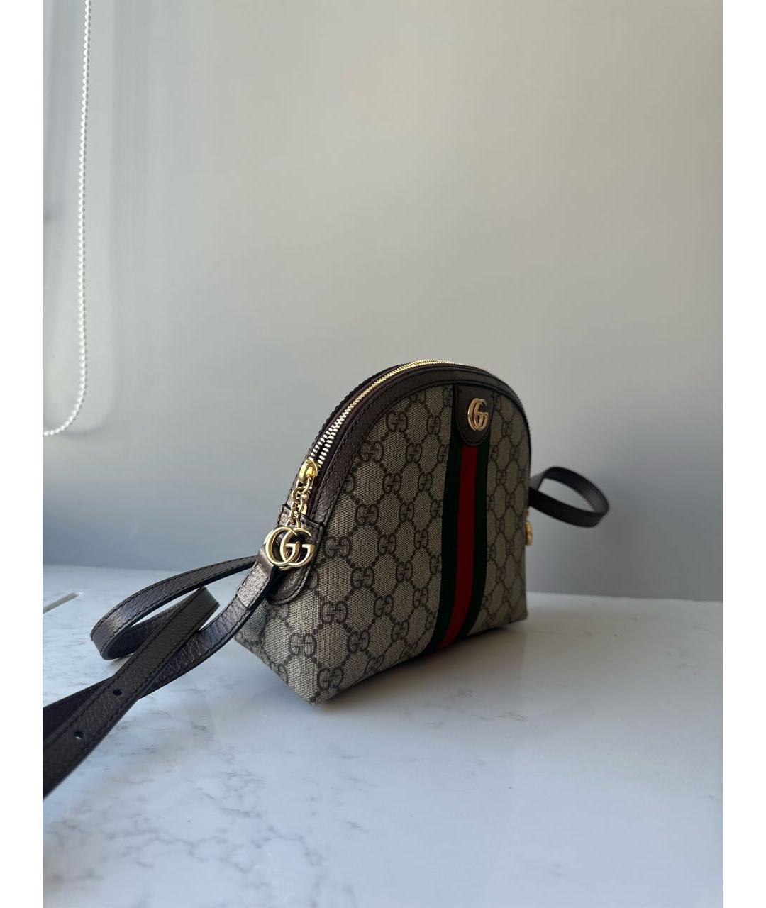 GUCCI Коричневая кожаная сумка через плечо, фото 2