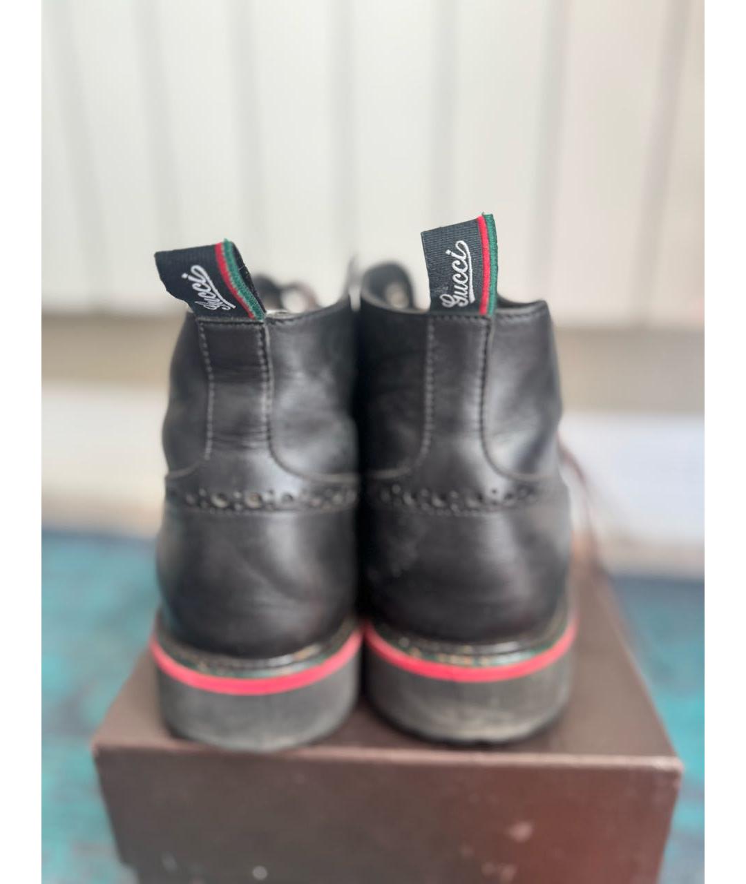 GUCCI Черные кожаные высокие ботинки, фото 4