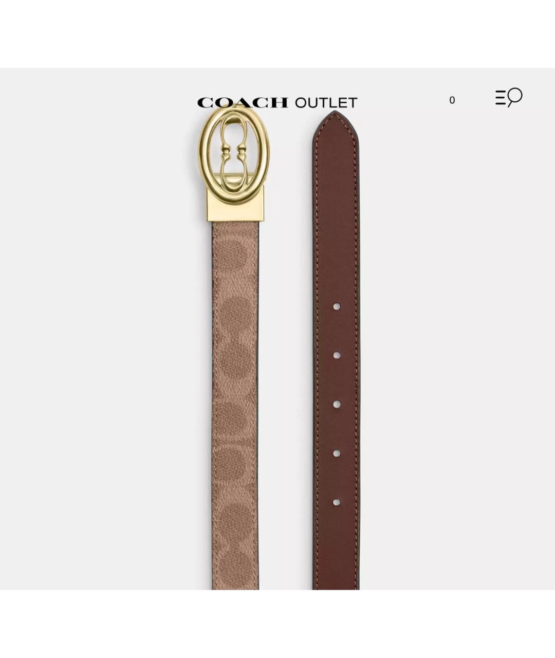COACH Коричневый кожаный ремень, фото 2