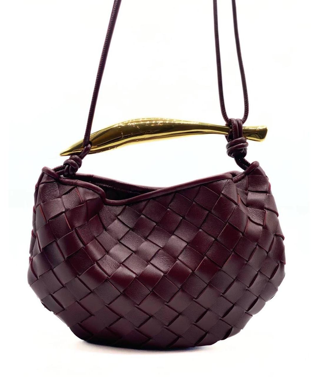 BOTTEGA VENETA Бордовая кожаная сумка с короткими ручками, фото 9