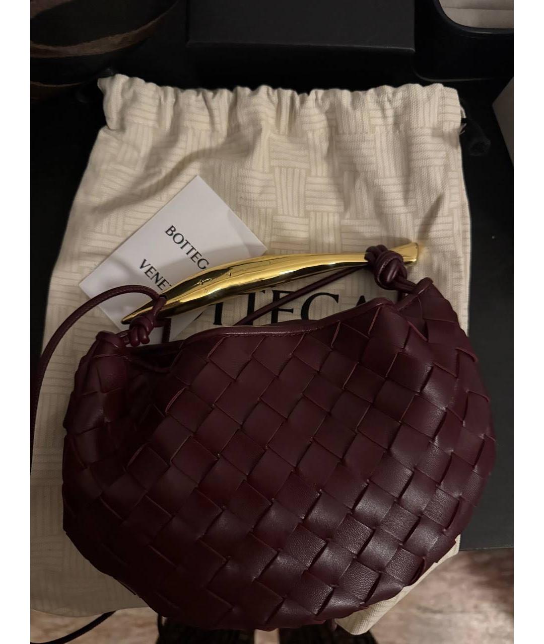 BOTTEGA VENETA Бордовая кожаная сумка с короткими ручками, фото 6