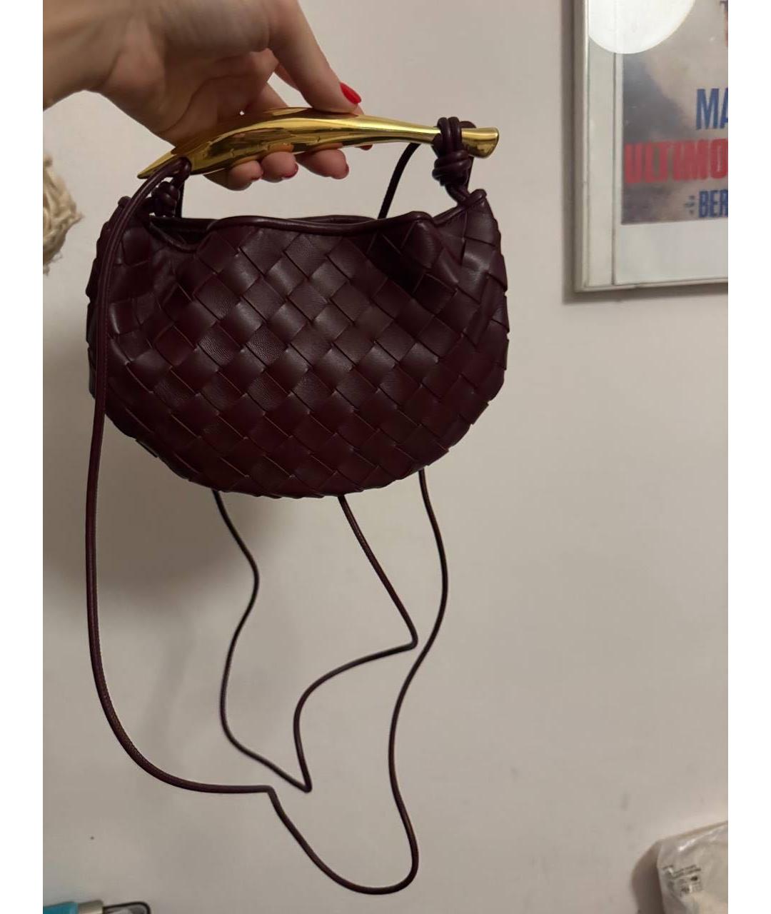 BOTTEGA VENETA Бордовая кожаная сумка с короткими ручками, фото 7