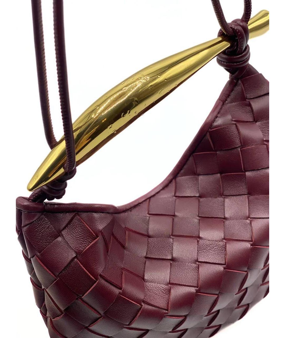 BOTTEGA VENETA Бордовая кожаная сумка с короткими ручками, фото 3
