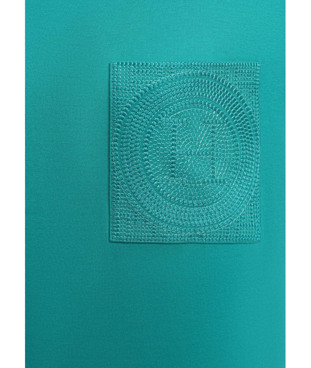 HERMES Бирюзовая хлопковая футболка, фото 3
