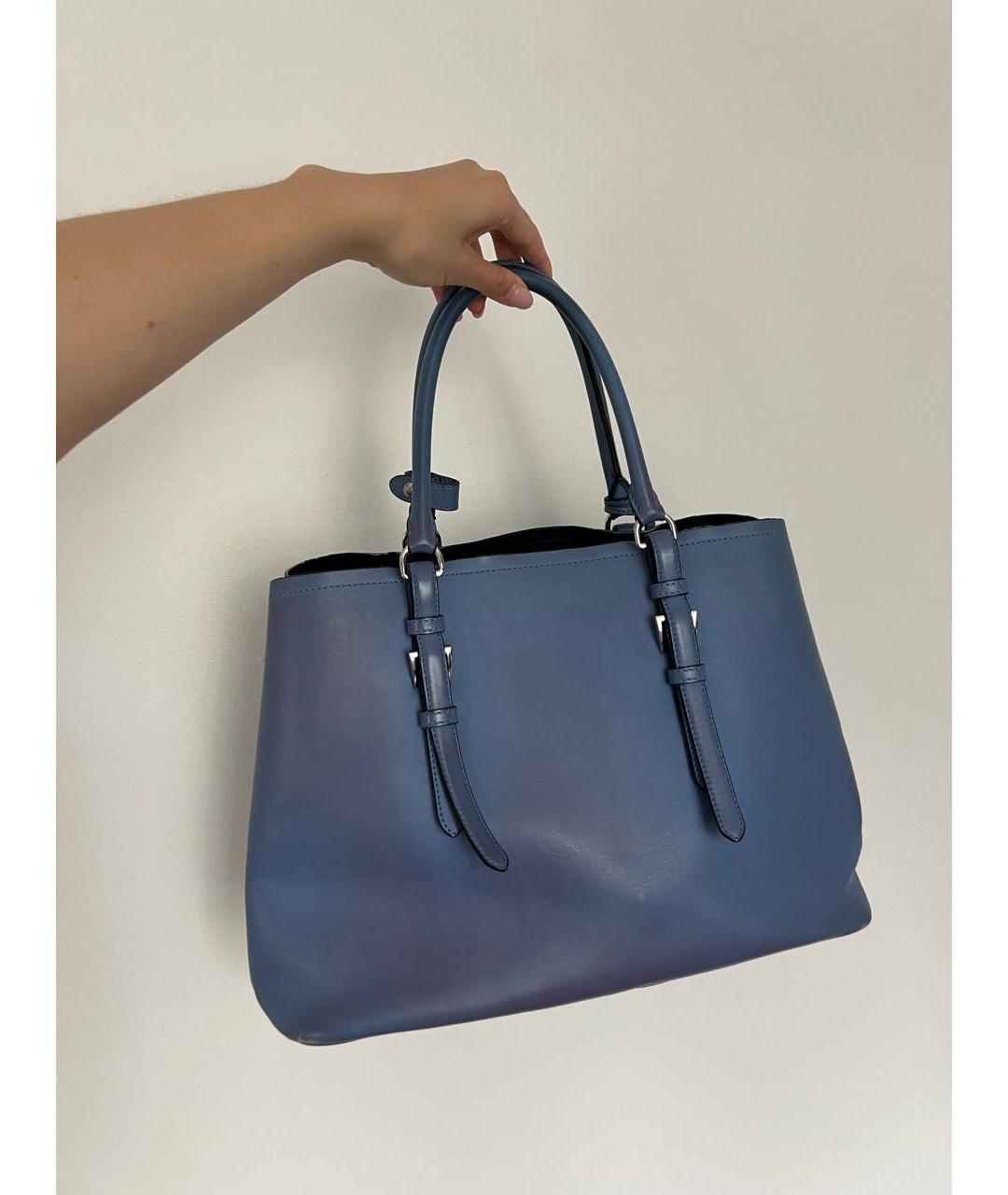 PRADA Голубая кожаная сумка тоут, фото 3