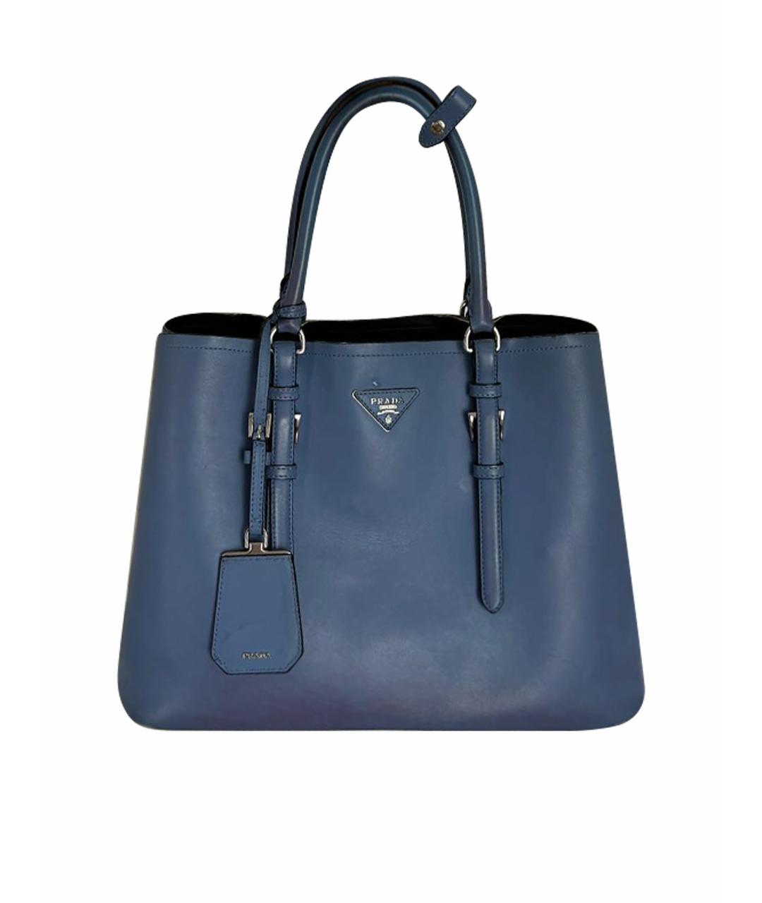 PRADA Голубая кожаная сумка тоут, фото 1