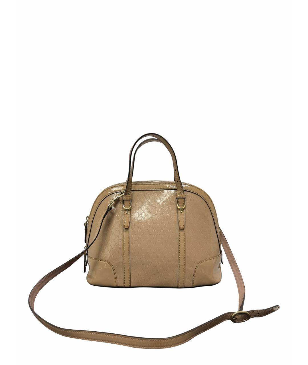 GUCCI Бежевая сумка тоут из лакированной кожи, фото 1