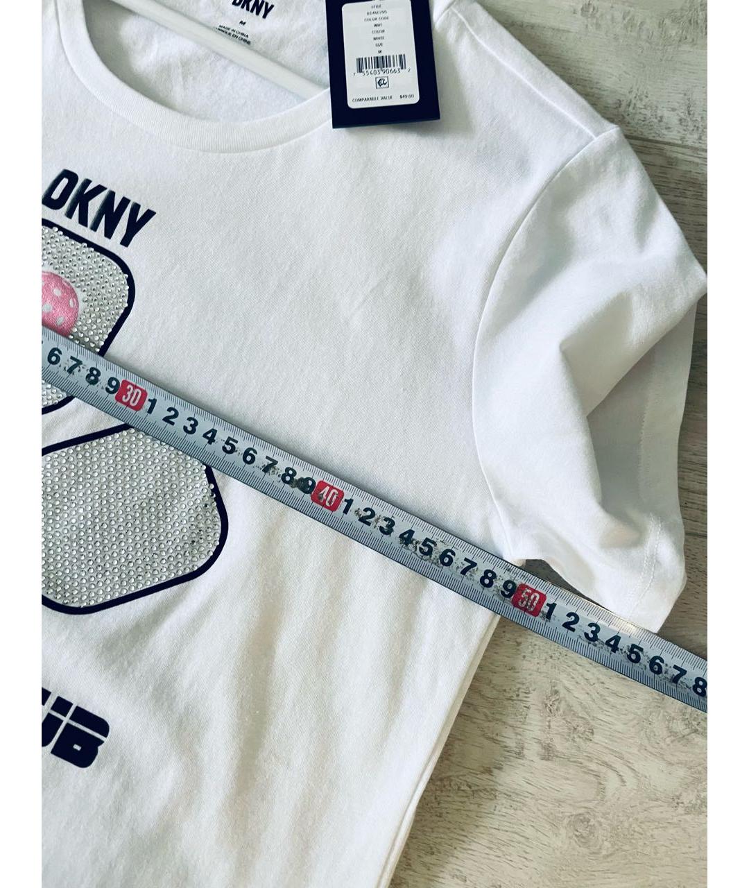 DKNY Белая хлопковая футболка, фото 4