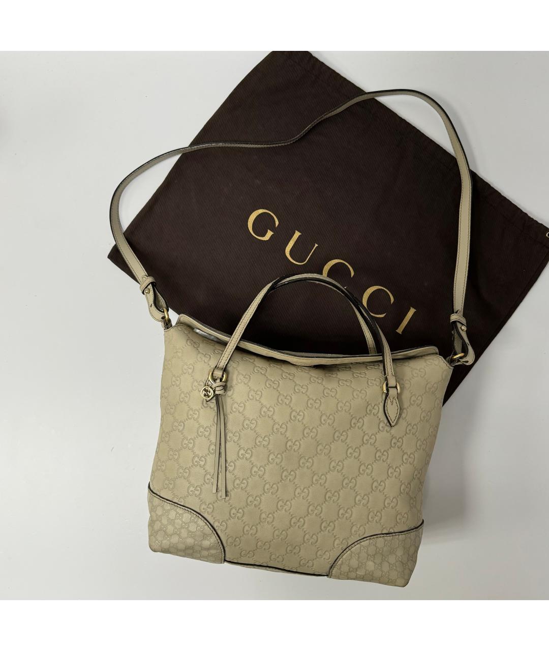 GUCCI Белая кожаная сумка с короткими ручками, фото 4