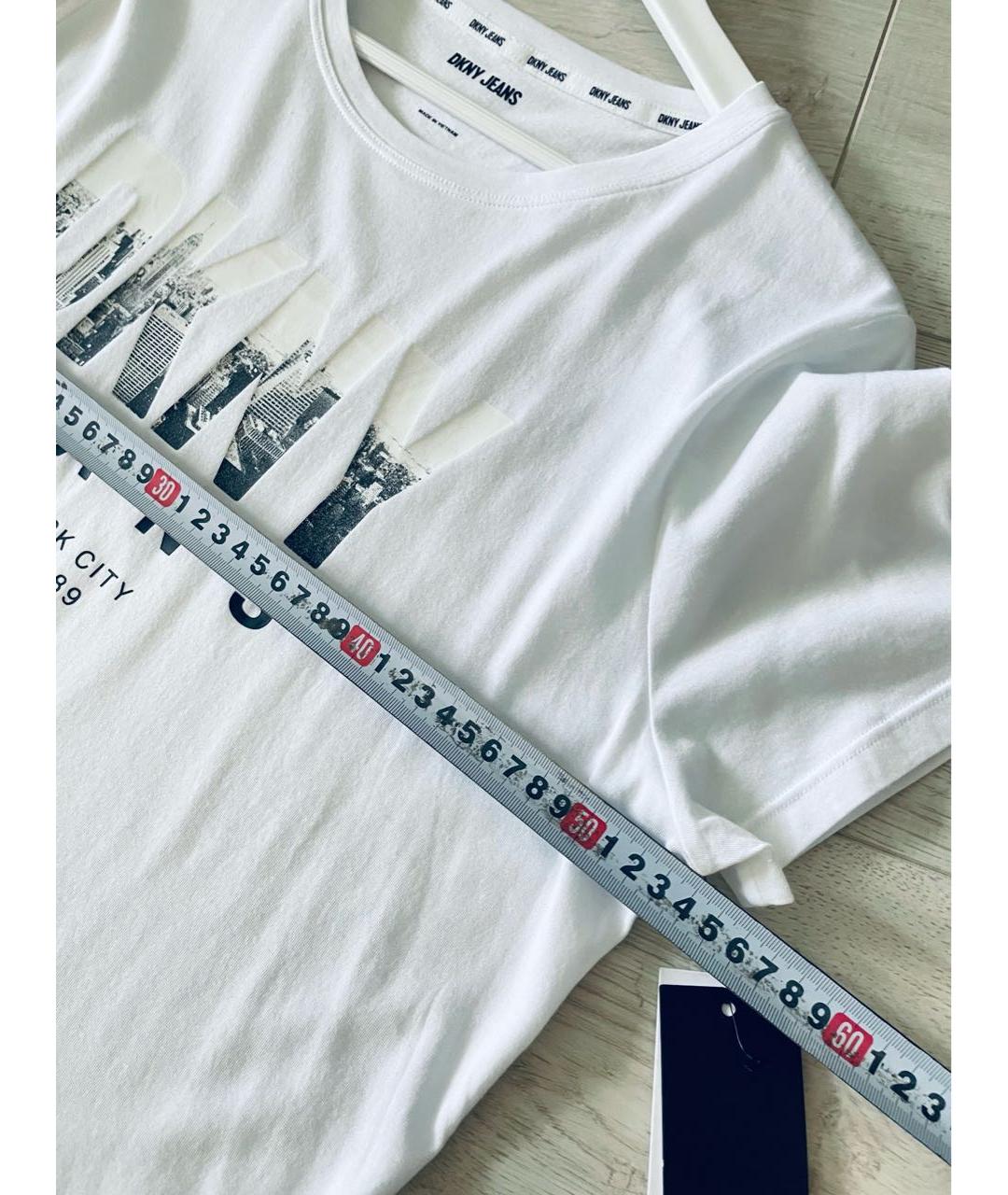 DKNY Белая хлопко-эластановая футболка, фото 3