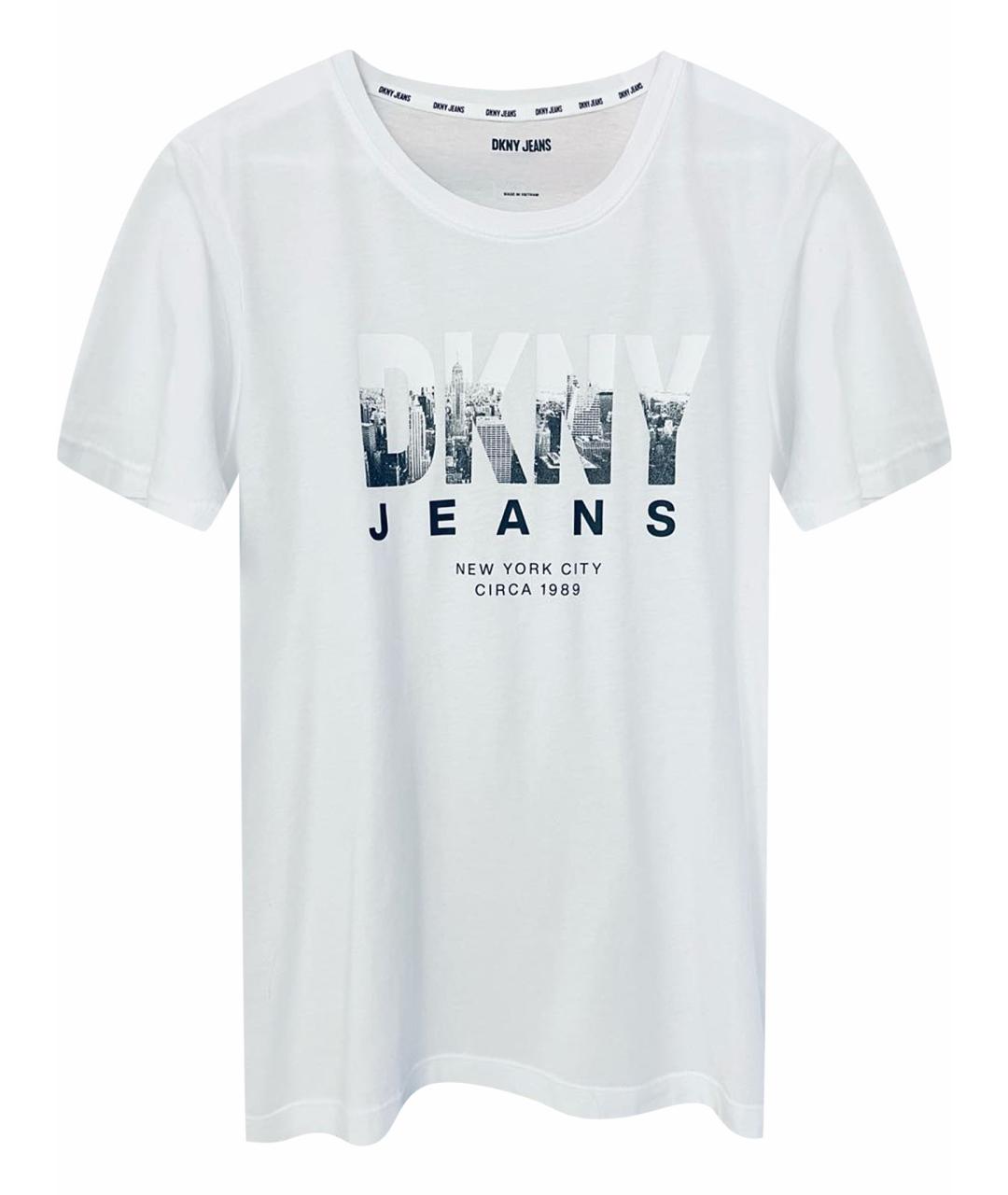 DKNY Белая хлопко-эластановая футболка, фото 1
