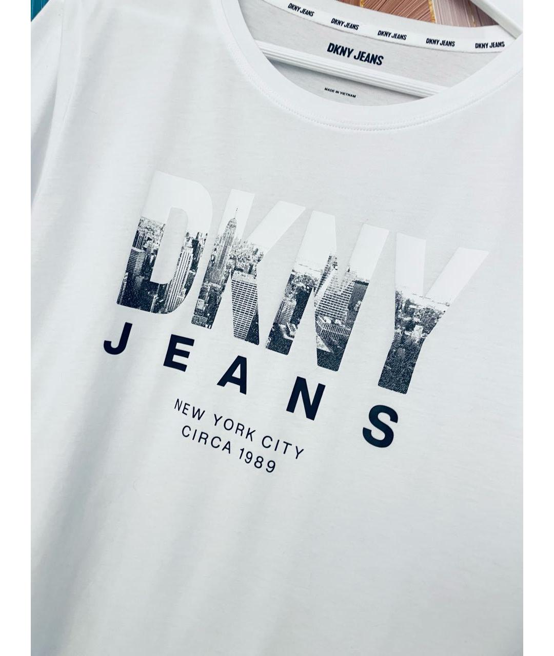 DKNY Белая хлопко-эластановая футболка, фото 2