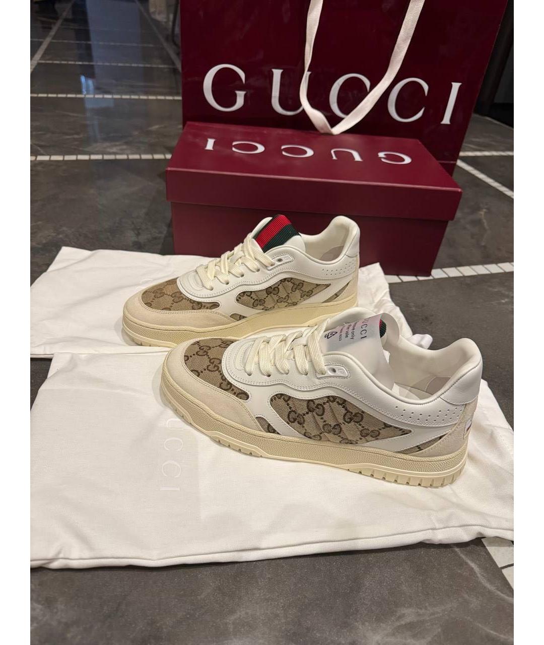 GUCCI Бежевые кожаные кеды, фото 3