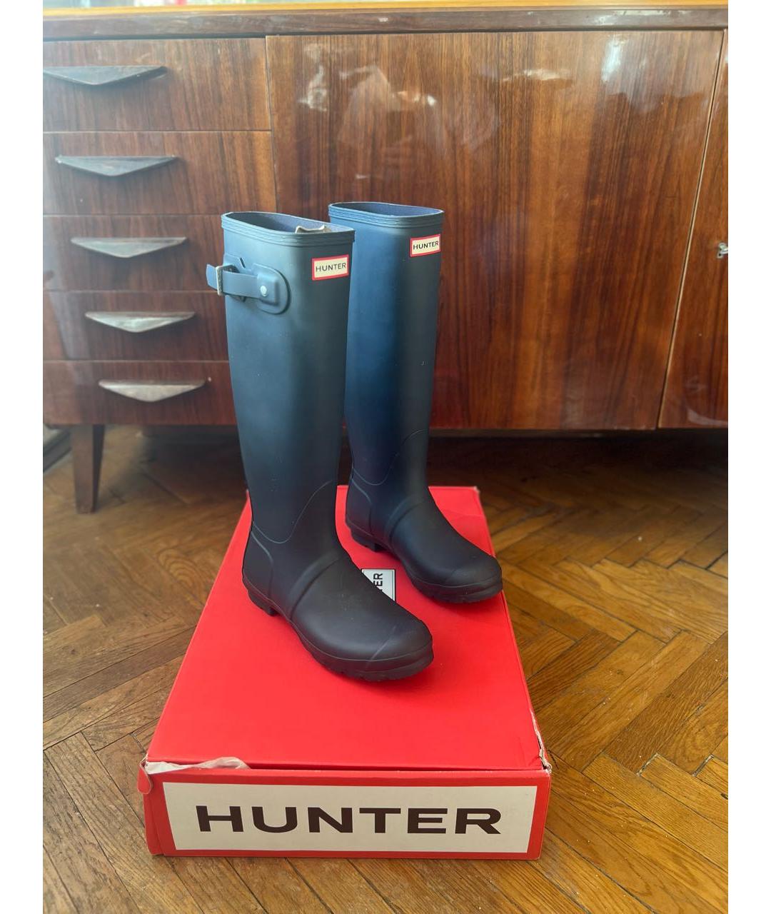 HUNTER Черные резиновые сапоги, фото 7