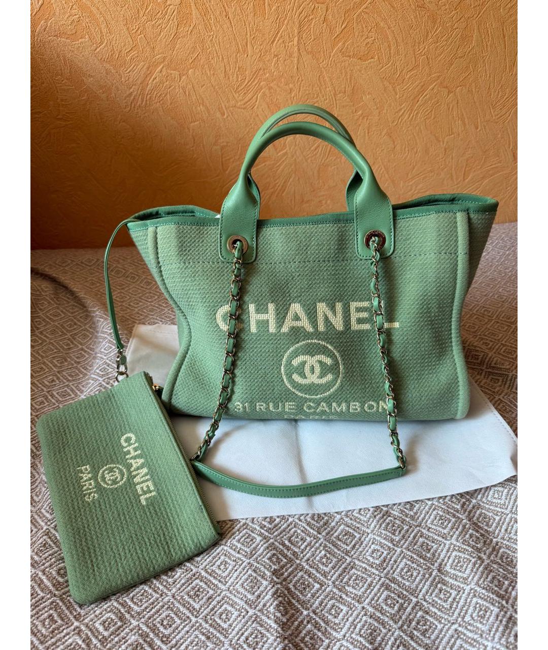 CHANEL Зеленая пляжная сумка, фото 9