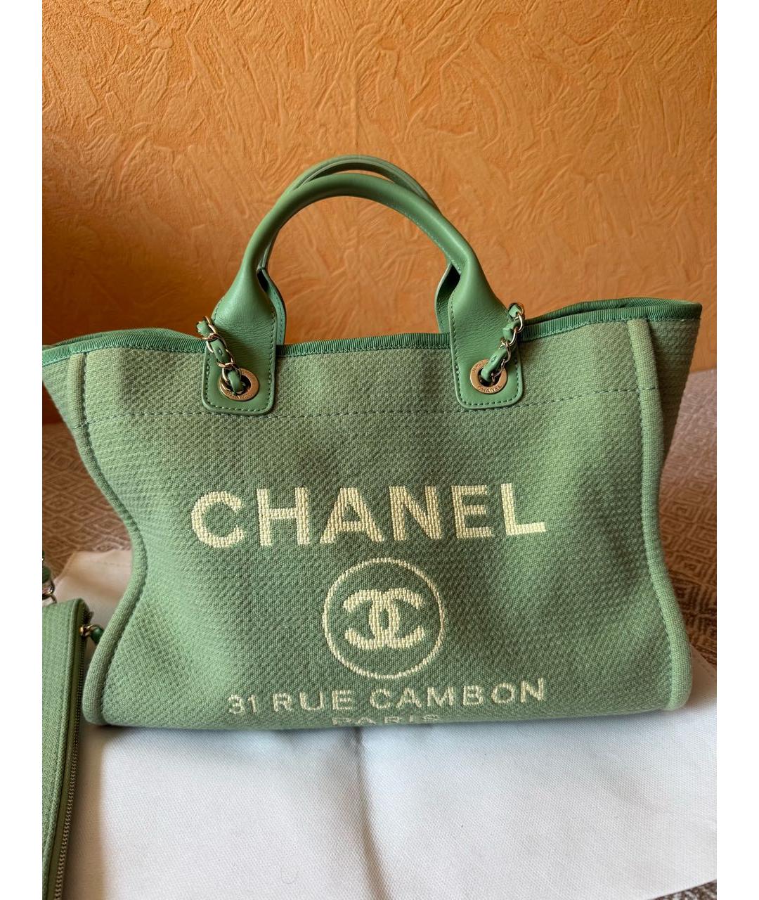 CHANEL Зеленая пляжная сумка, фото 2