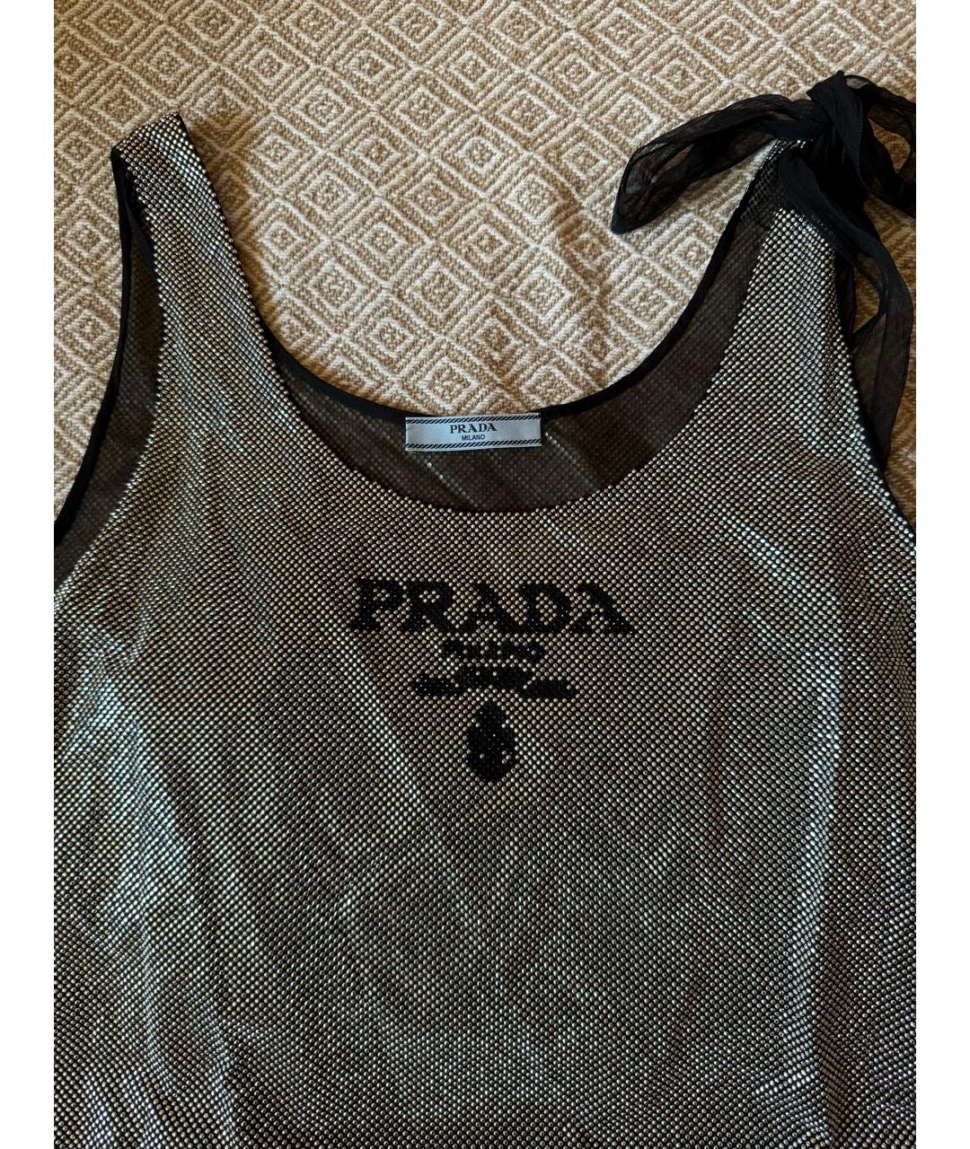 PRADA Серебряное шелковое вечернее платье, фото 2