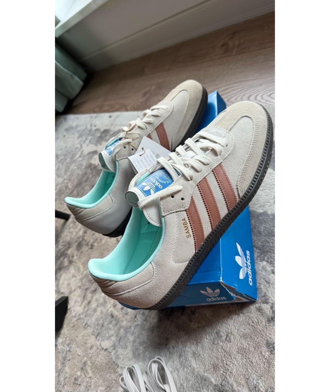 ADIDAS Бежевые замшевые низкие кроссовки / кеды, фото 2