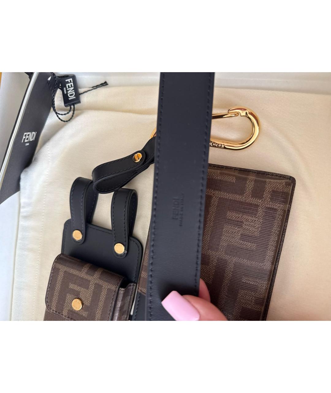 FENDI Коричневый кожаный ремень, фото 4