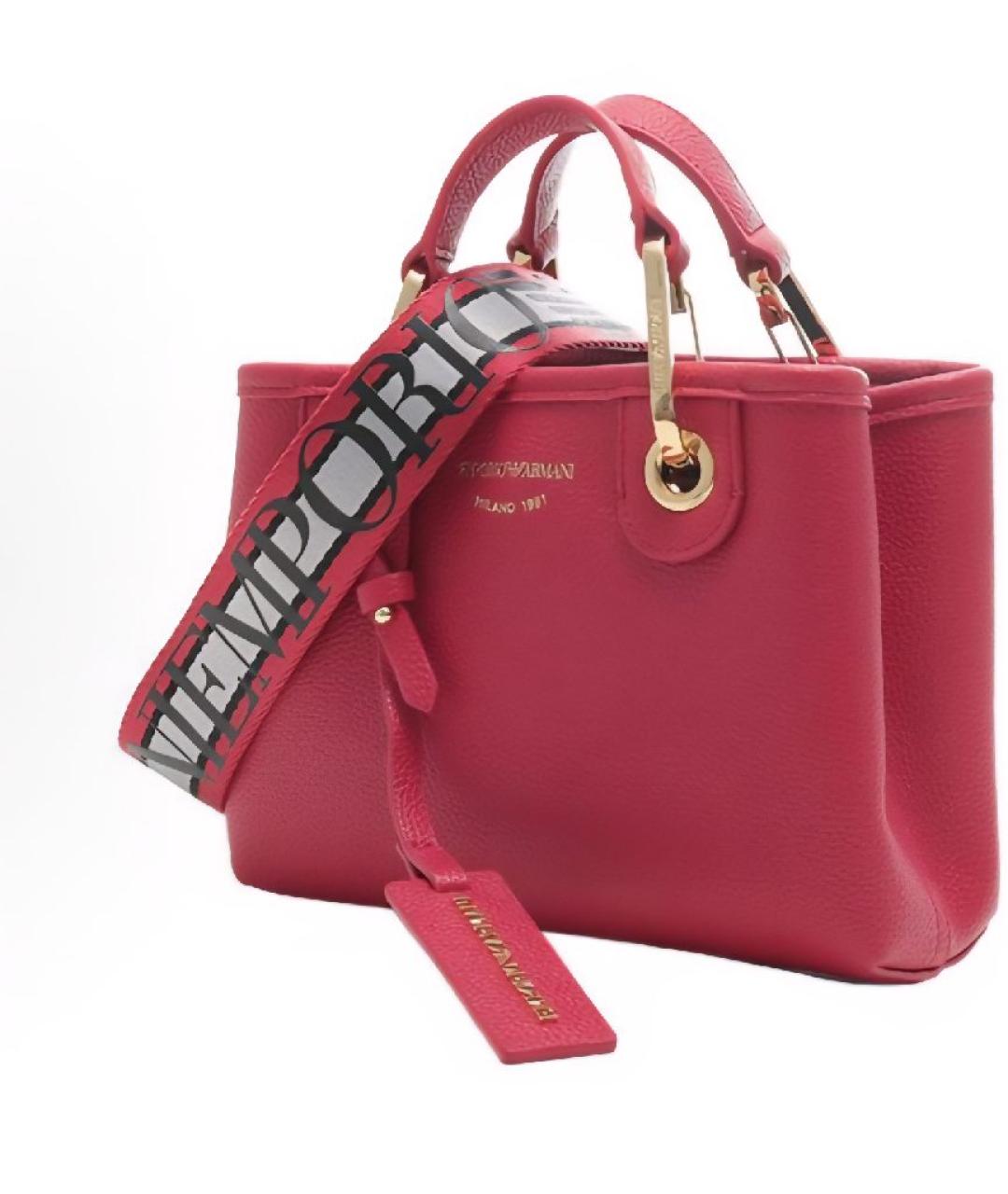 EMPORIO ARMANI Коралловая кожаная сумка с короткими ручками, фото 2