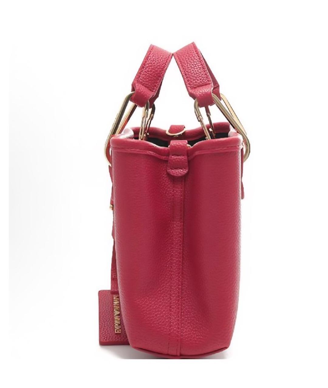 EMPORIO ARMANI Коралловая кожаная сумка с короткими ручками, фото 3