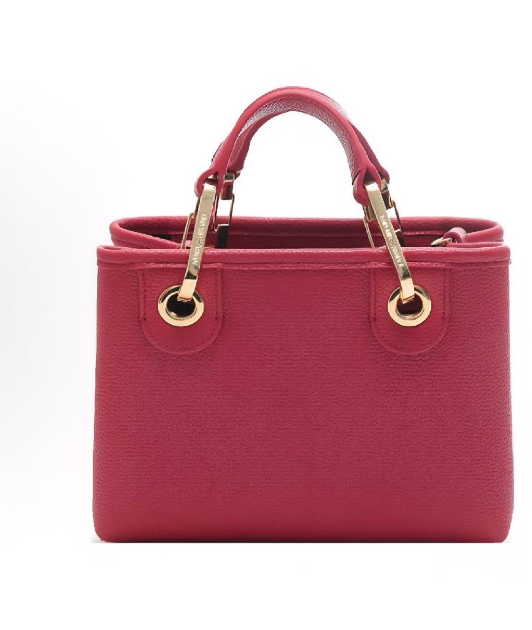 EMPORIO ARMANI Коралловая кожаная сумка с короткими ручками, фото 4