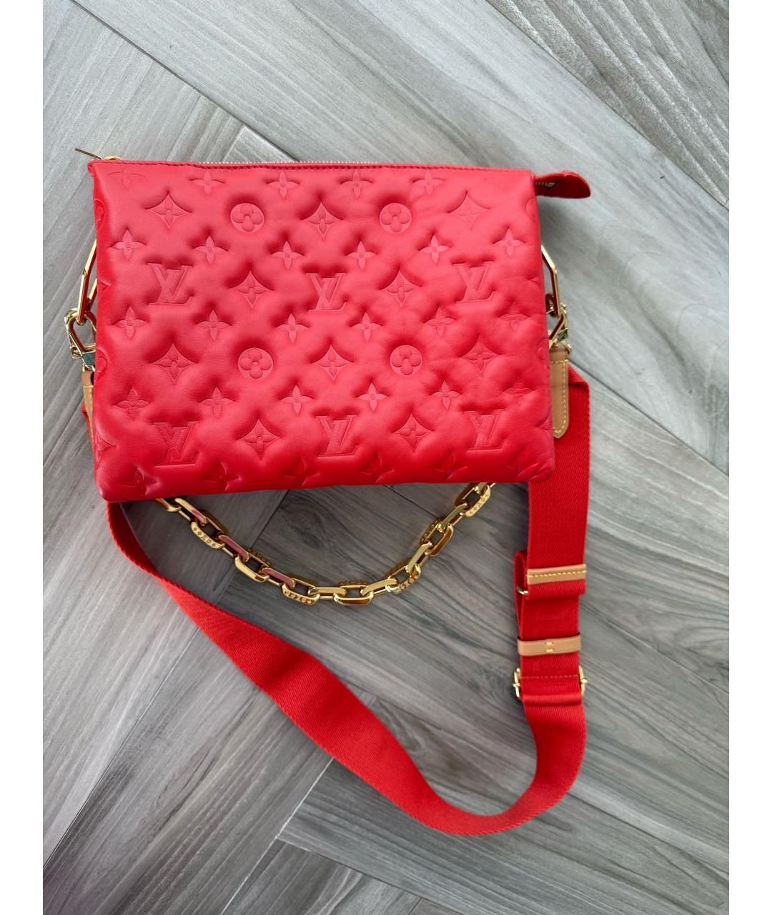LOUIS VUITTON Красная кожаная сумка через плечо, фото 4