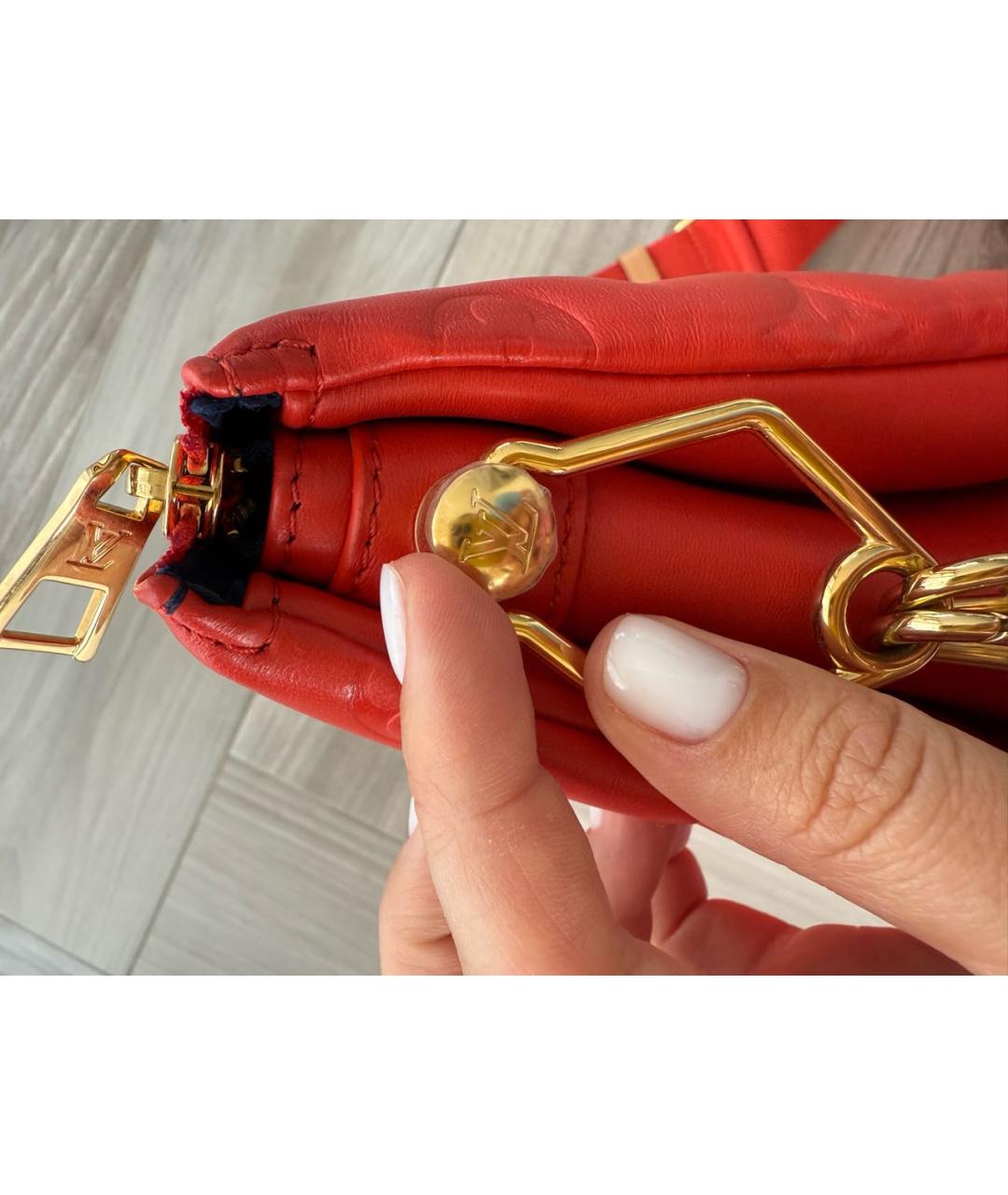 LOUIS VUITTON Красная кожаная сумка через плечо, фото 6