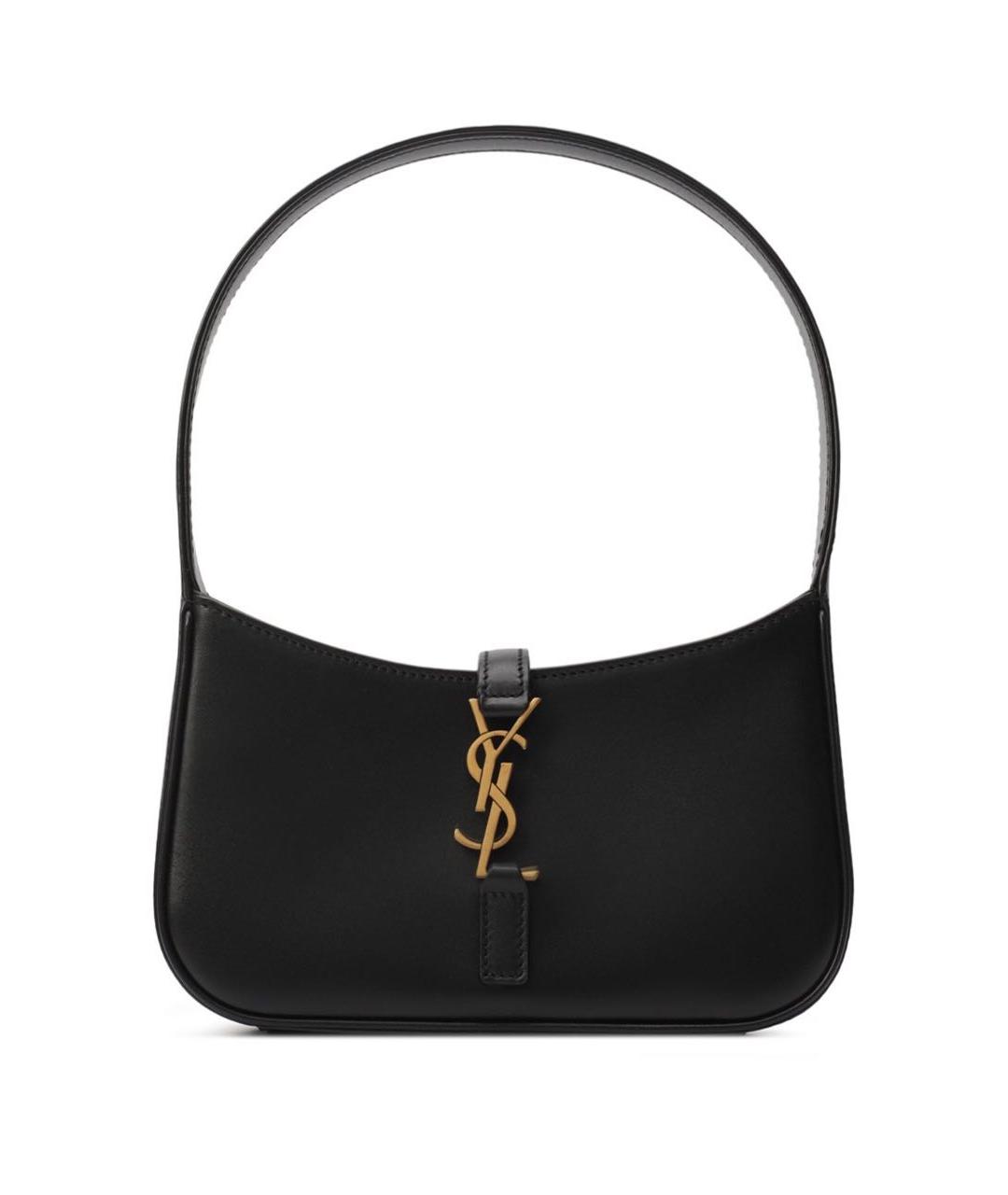 SAINT LAURENT Черная кожаная сумка с короткими ручками, фото 7
