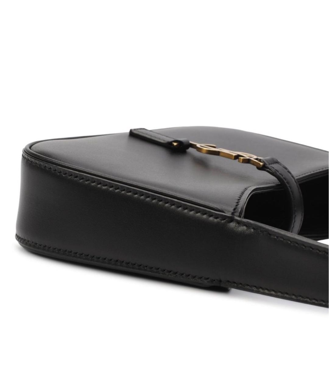 SAINT LAURENT Черная кожаная сумка с короткими ручками, фото 5