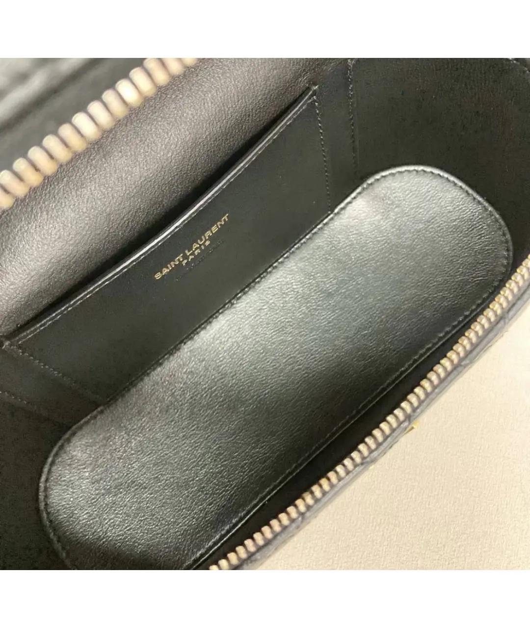SAINT LAURENT Черная кожаная сумка с короткими ручками, фото 8