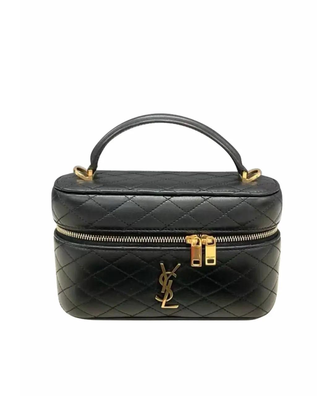 SAINT LAURENT Черная кожаная сумка с короткими ручками, фото 9