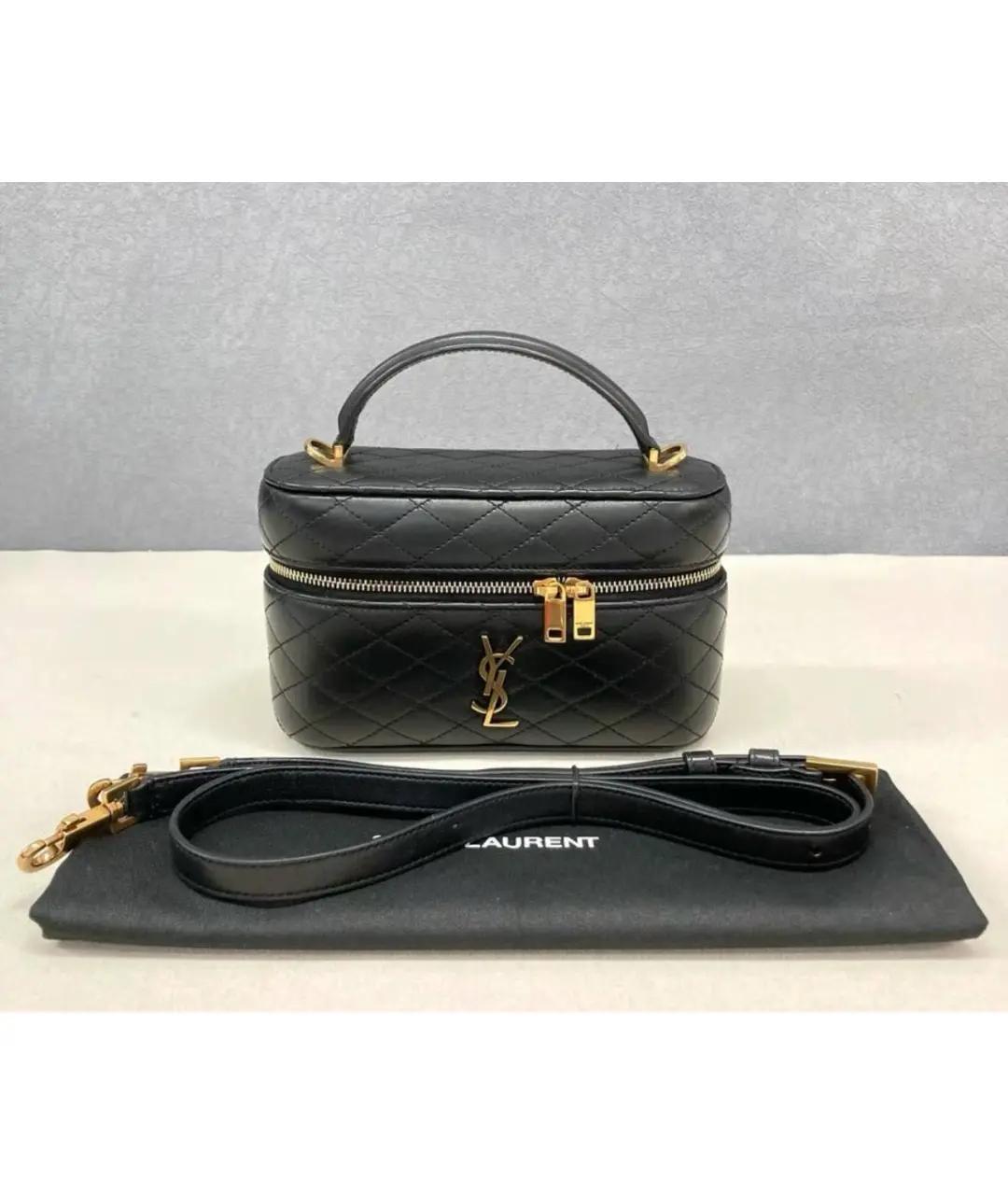 SAINT LAURENT Черная кожаная сумка с короткими ручками, фото 5