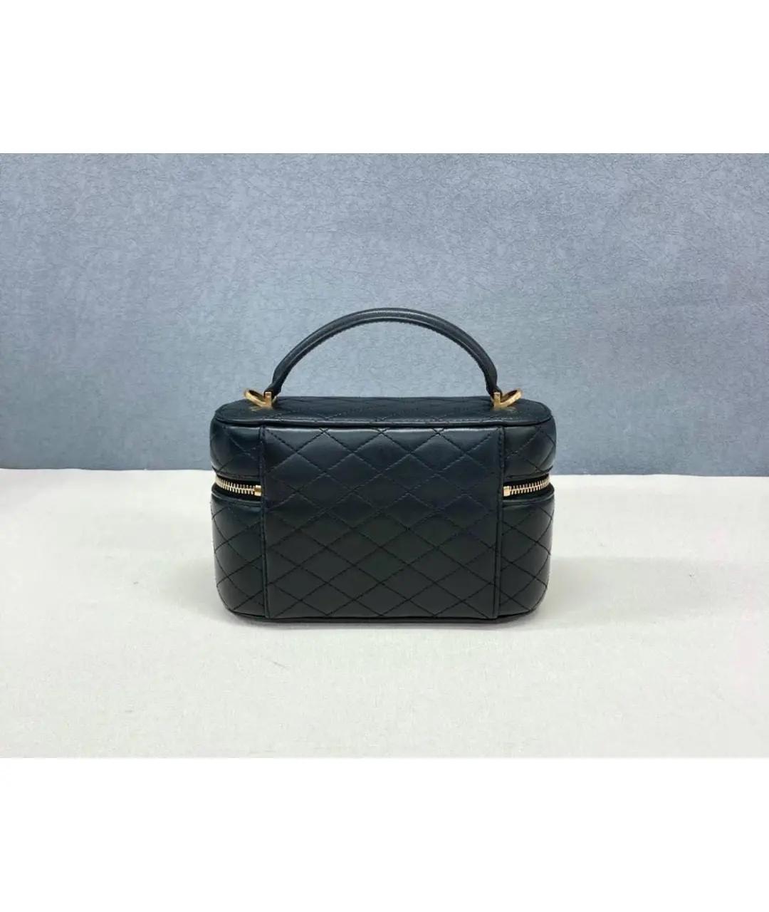 SAINT LAURENT Черная кожаная сумка с короткими ручками, фото 3