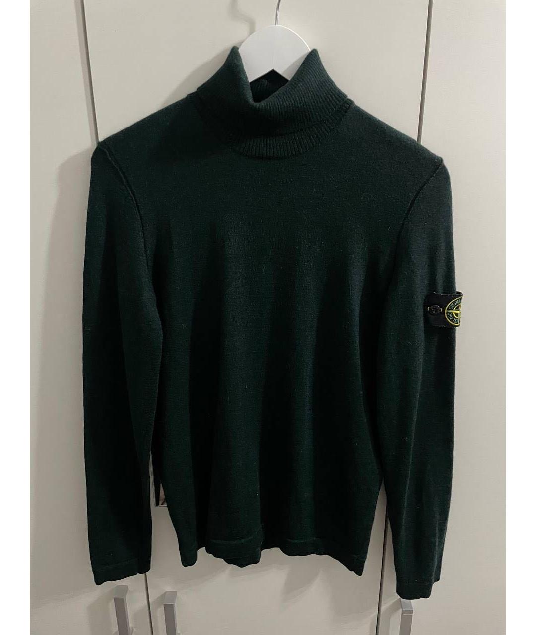 STONE ISLAND Зеленая шерстяная водолазка, фото 5