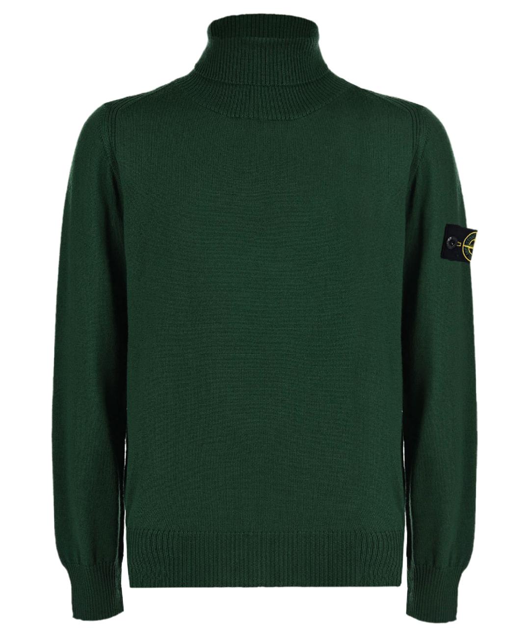 STONE ISLAND Зеленая шерстяная водолазка, фото 1