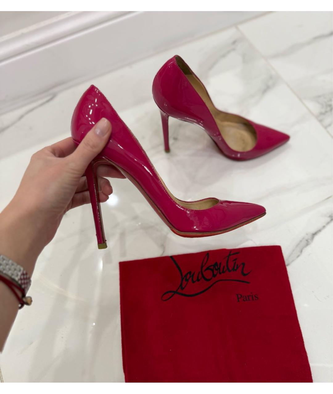 CHRISTIAN LOUBOUTIN Фуксия туфли из лакированной кожи, фото 2
